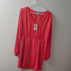 Coral V-Neck Maxi Dress